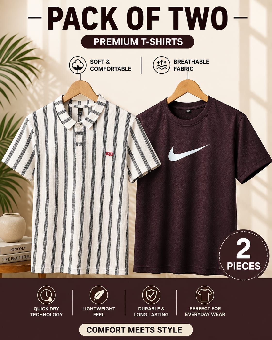Men’s Summer Shirt – Pack Of 2 Premium Polo T—Shirts