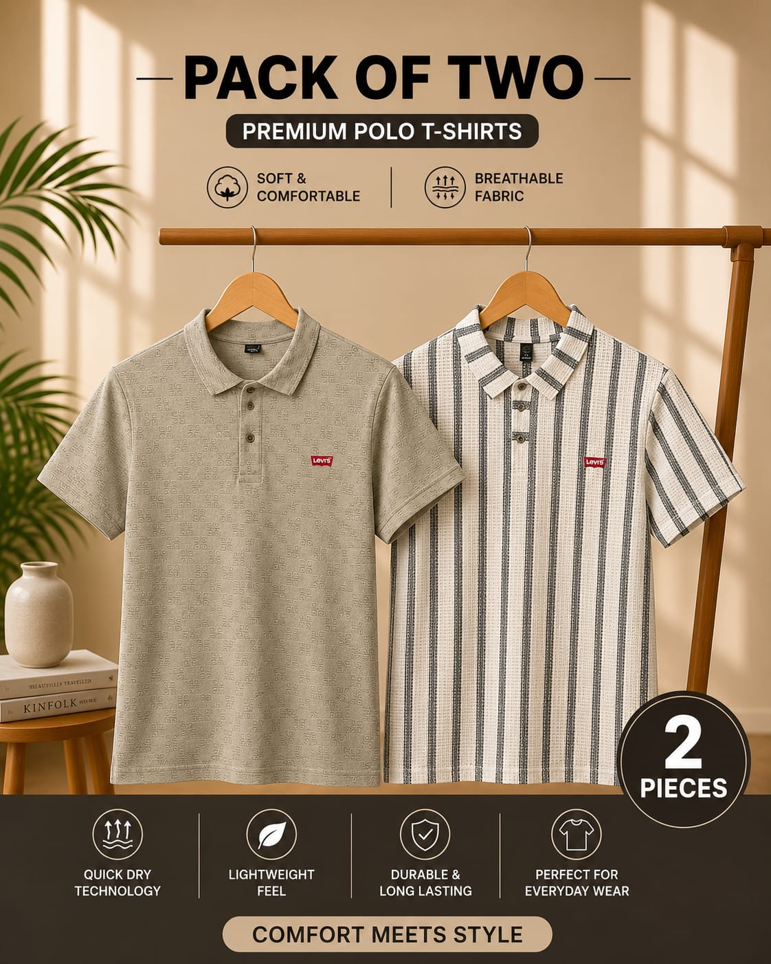 Men’s Summer Shirt – Pack Of 2 Premium Polo T—Shirts