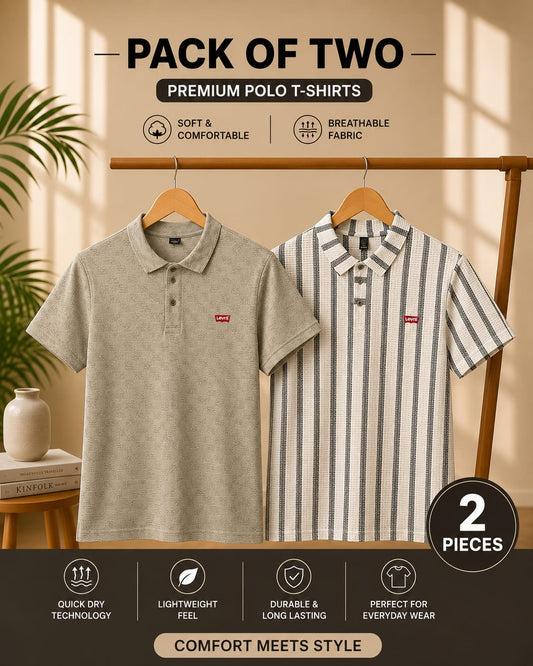 Men’s Summer Shirt – Pack Of 2 Premium Polo T—Shirts