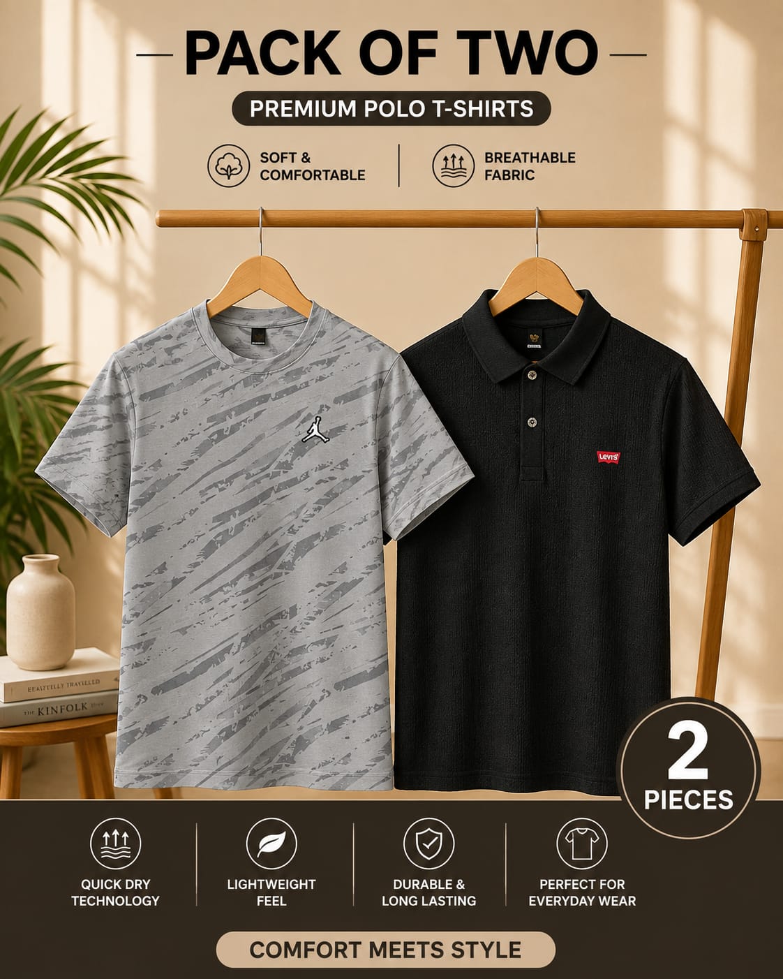 Men’s Summer Shirt – Pack Of 2 Premium Polo T—Shirts