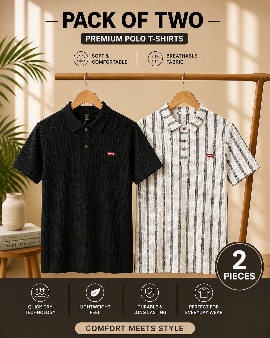 Men’s Summer Shirt – Pack Of 2 Premium Polo T—Shirts
